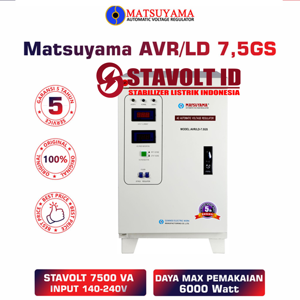 Stavolt Matsuyama 7500VA - AVR - LD - 7.5 GS Stavolt Matsuyama 7500VA - AVR - LD - 7.5 GS